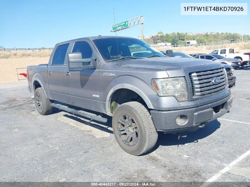 1FTFW1ET4BKD70926 2011 Ford F-150 Fx4