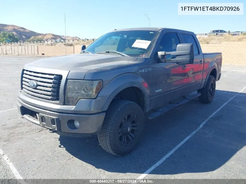 1FTFW1ET4BKD70926 2011 Ford F-150 Fx4