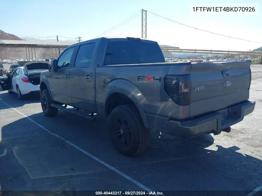 2011 Ford F-150 Fx4 VIN: 1FTFW1ET4BKD70926 Lot: 40443217