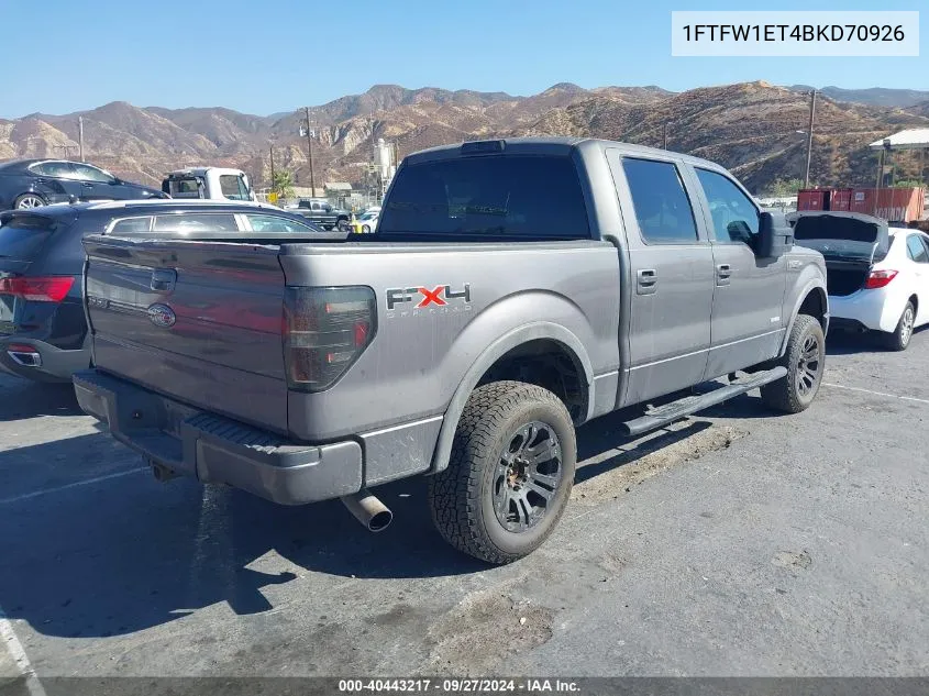 1FTFW1ET4BKD70926 2011 Ford F-150 Fx4