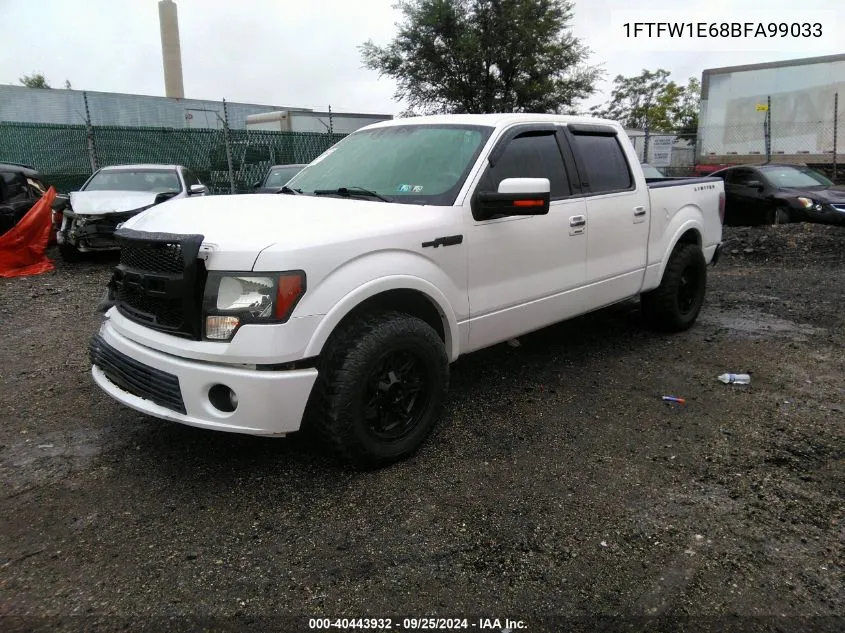 2011 Ford F-150 Lariat Limited VIN: 1FTFW1E68BFA99033 Lot: 40443932