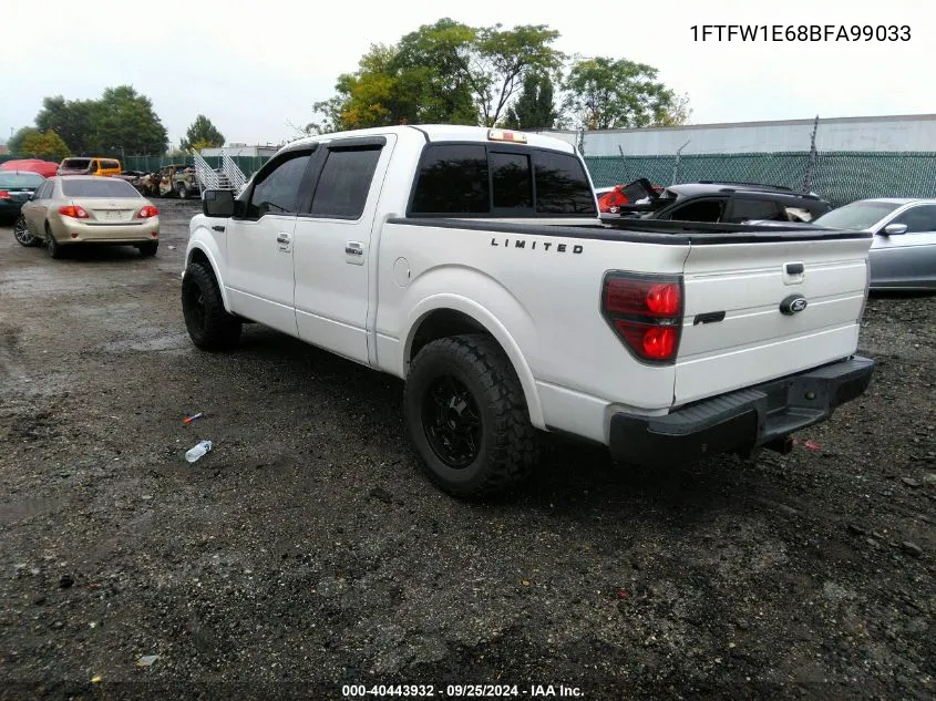 2011 Ford F-150 Lariat Limited VIN: 1FTFW1E68BFA99033 Lot: 40443932