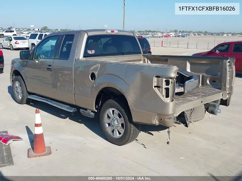 2011 Ford F-150 Xlt VIN: 1FTFX1CFXBFB16026 Lot: 40480280