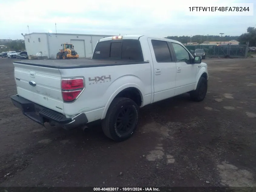 2011 Ford F-150 Supercrew VIN: 1FTFW1EF4BFA78244 Lot: 40483017