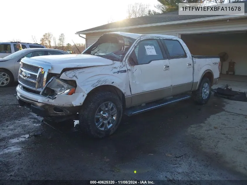 2011 Ford F-150 Lariat VIN: 1FTFW1EFXBFA11678 Lot: 40625320