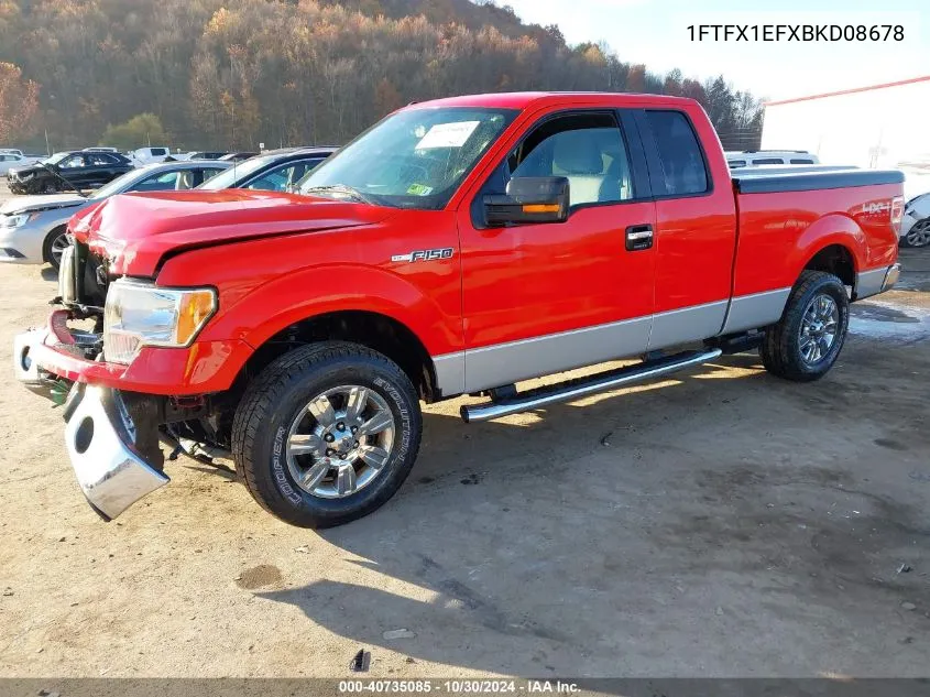 2011 Ford F-150 Xlt VIN: 1FTFX1EFXBKD08678 Lot: 40735085