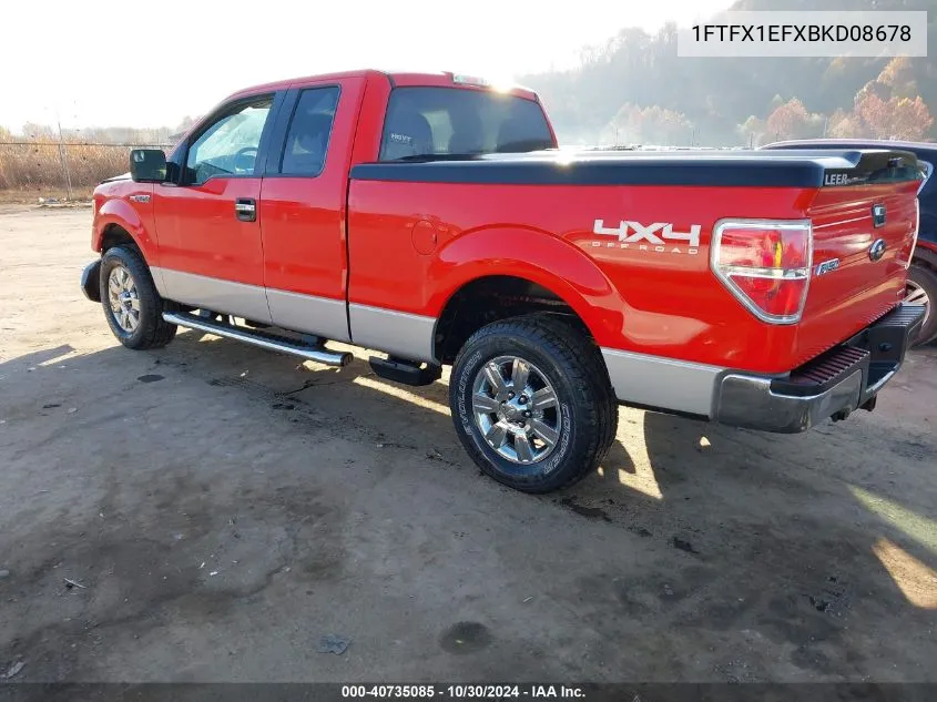 2011 Ford F-150 Xlt VIN: 1FTFX1EFXBKD08678 Lot: 40735085