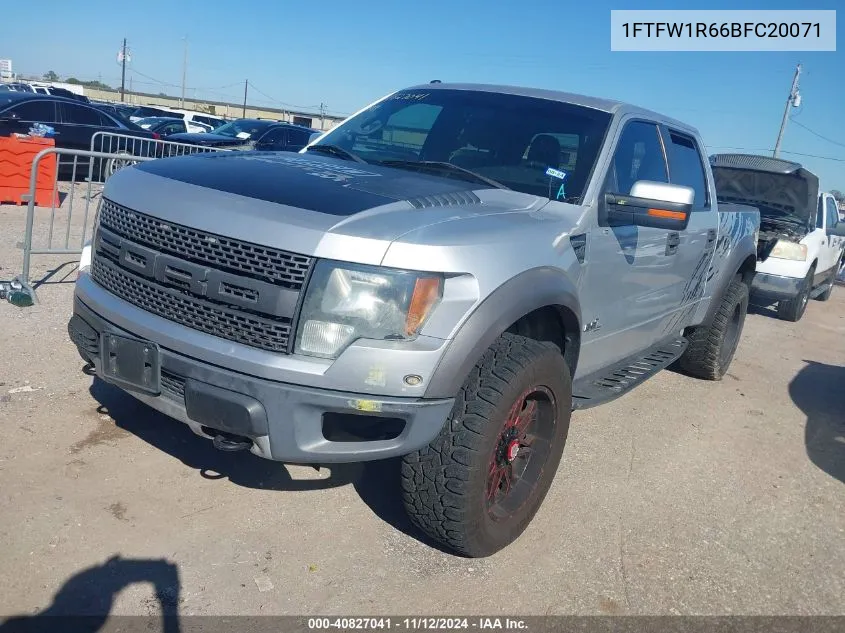 2011 Ford F-150 Svt Raptor VIN: 1FTFW1R66BFC20071 Lot: 40827041