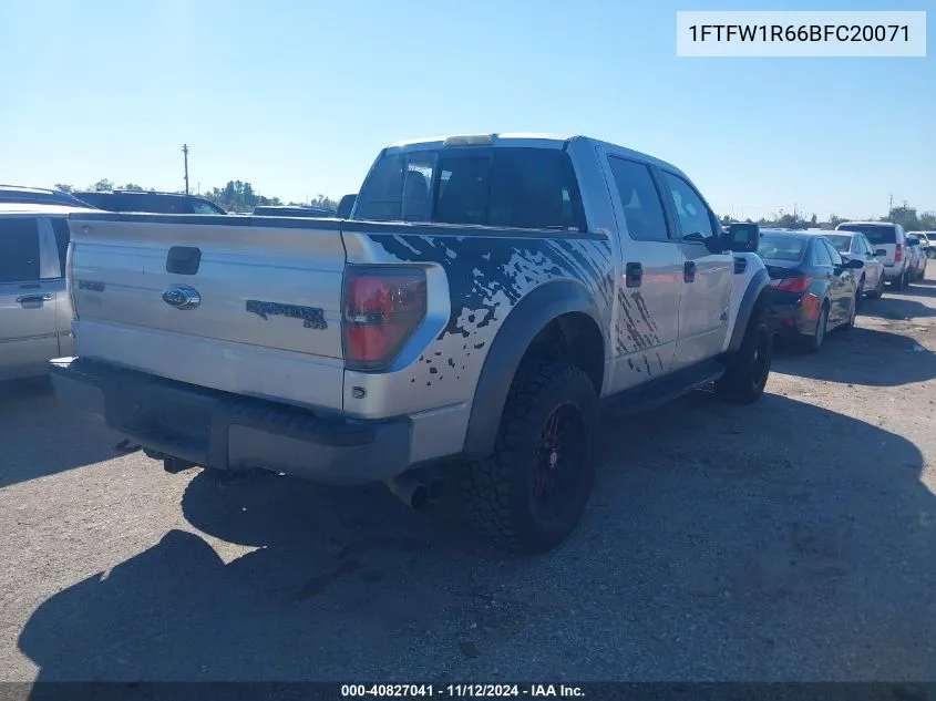 2011 Ford F-150 Svt Raptor VIN: 1FTFW1R66BFC20071 Lot: 40827041