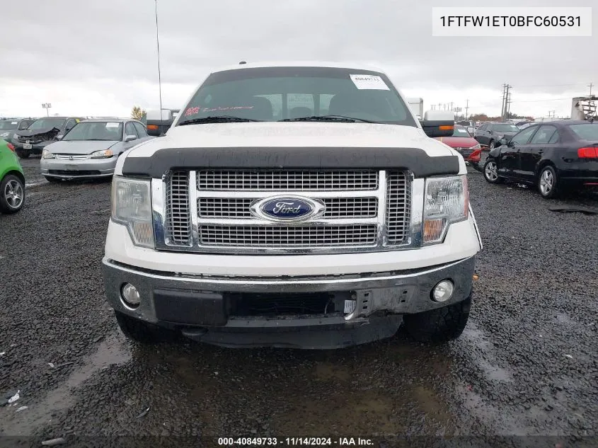 2011 Ford F-150 Lariat VIN: 1FTFW1ET0BFC60531 Lot: 40849733