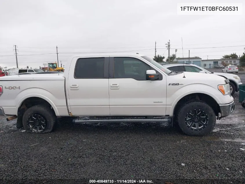 2011 Ford F-150 Lariat VIN: 1FTFW1ET0BFC60531 Lot: 40849733