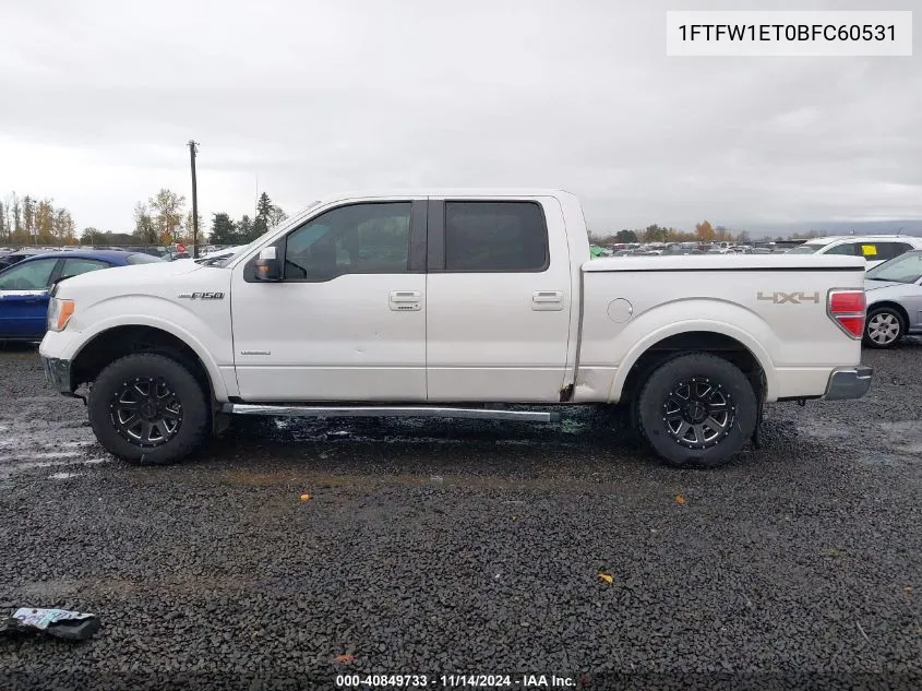 2011 Ford F-150 Lariat VIN: 1FTFW1ET0BFC60531 Lot: 40849733