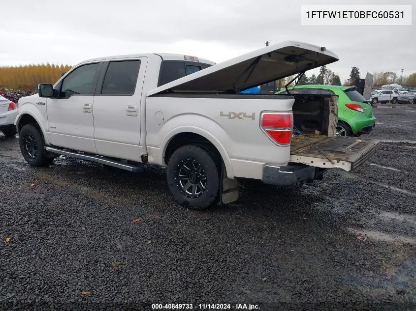 2011 Ford F-150 Lariat VIN: 1FTFW1ET0BFC60531 Lot: 40849733