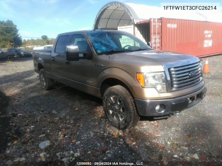 2012 Ford F150 Supercrew VIN: 1FTFW1ET3CFC26214 Lot: 12098092