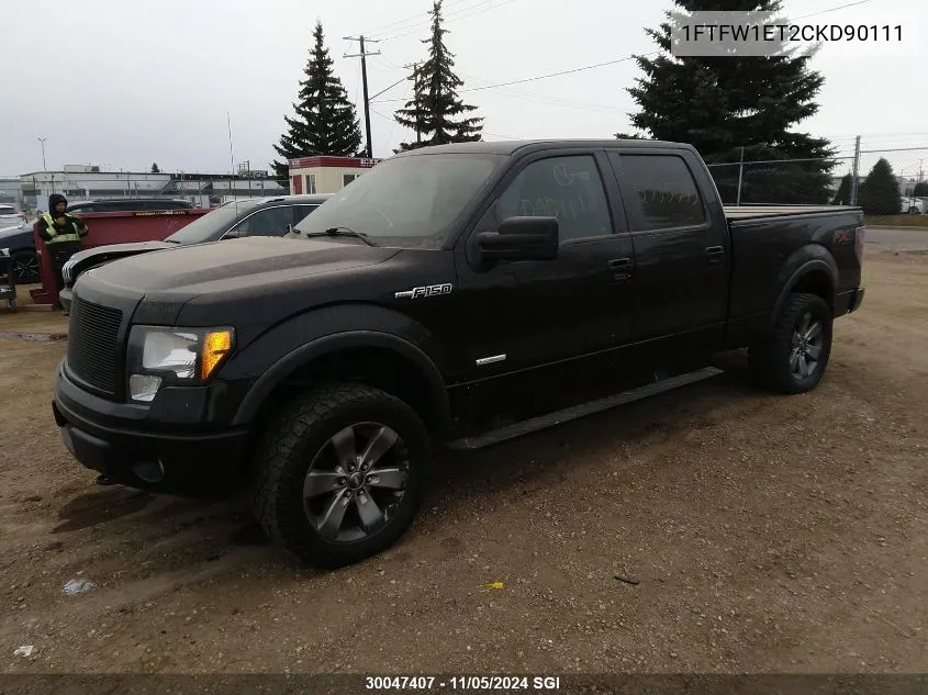 2012 Ford F150 Supercrew VIN: 1FTFW1ET2CKD90111 Lot: 30047407