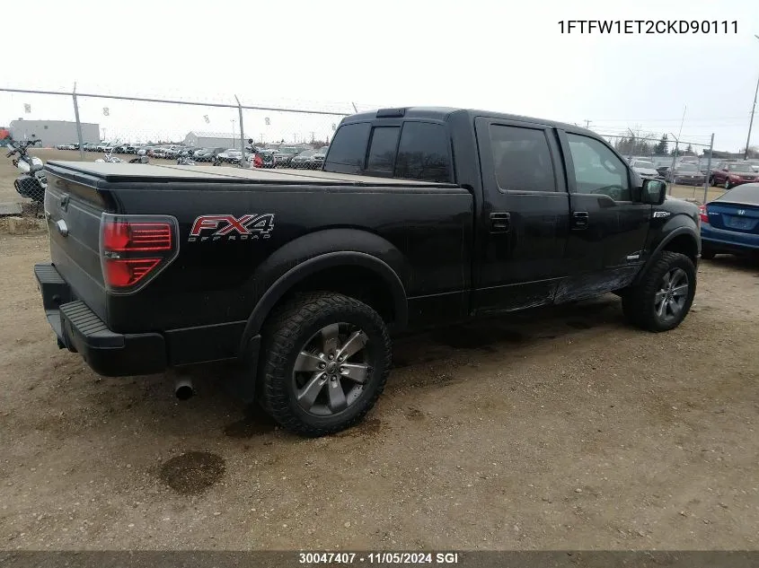 2012 Ford F150 Supercrew VIN: 1FTFW1ET2CKD90111 Lot: 30047407