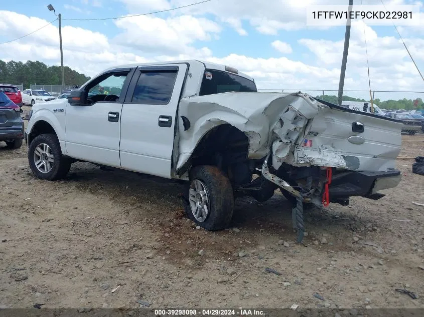 2012 Ford F-150 Xlt VIN: 1FTFW1EF9CKD22981 Lot: 39298098