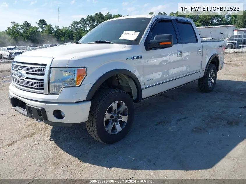 2012 Ford F-150 Supercrew VIN: 1FTFW1ET9CFB92523 Lot: 39676496