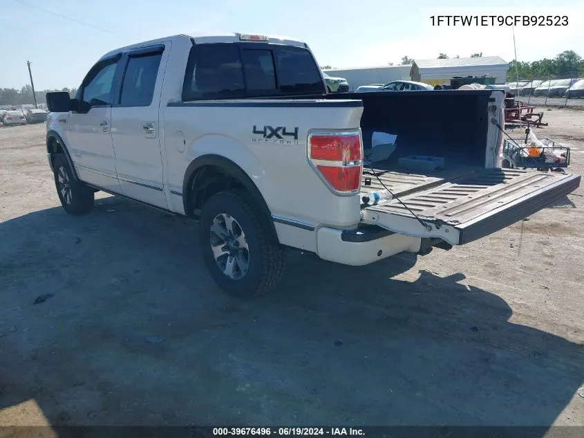 2012 Ford F-150 Supercrew VIN: 1FTFW1ET9CFB92523 Lot: 39676496