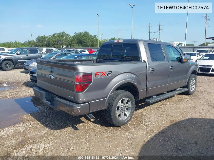 2012 Ford F-150 Fx2 VIN: 1FTFW1CF4CFD07574 Lot: 39816192