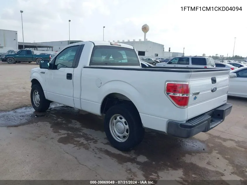 2012 Ford F-150 Xl VIN: 1FTMF1CM1CKD04094 Lot: 39869049