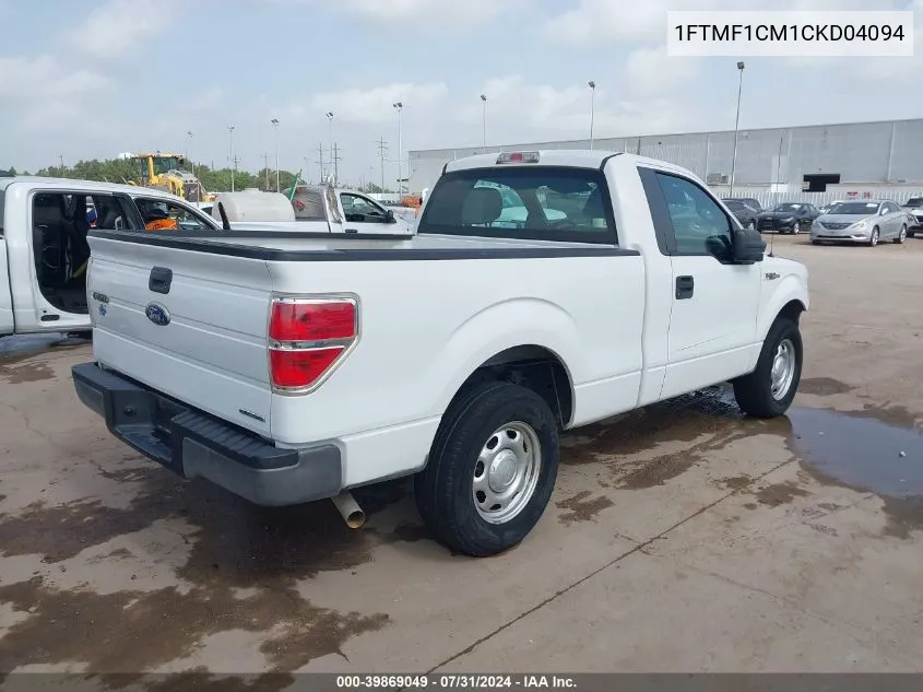 2012 Ford F-150 Xl VIN: 1FTMF1CM1CKD04094 Lot: 39869049