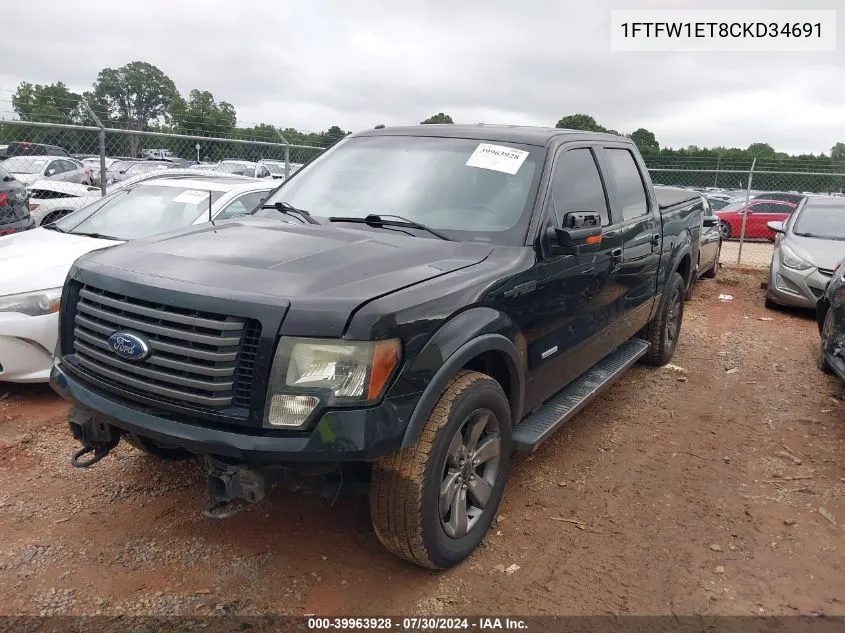 2012 Ford F-150 Fx4 VIN: 1FTFW1ET8CKD34691 Lot: 39963928