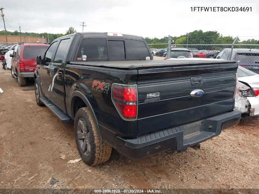 1FTFW1ET8CKD34691 2012 Ford F-150 Fx4