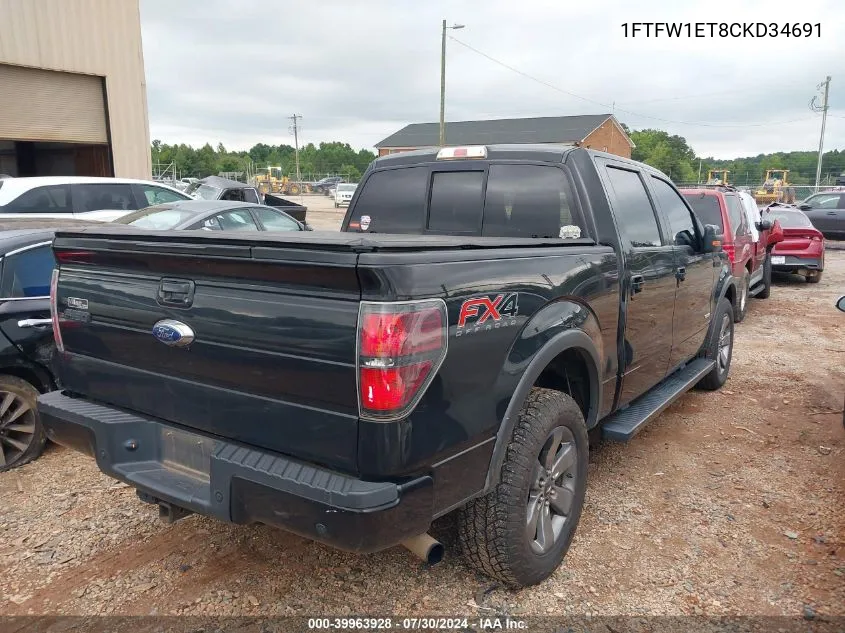 2012 Ford F-150 Fx4 VIN: 1FTFW1ET8CKD34691 Lot: 39963928