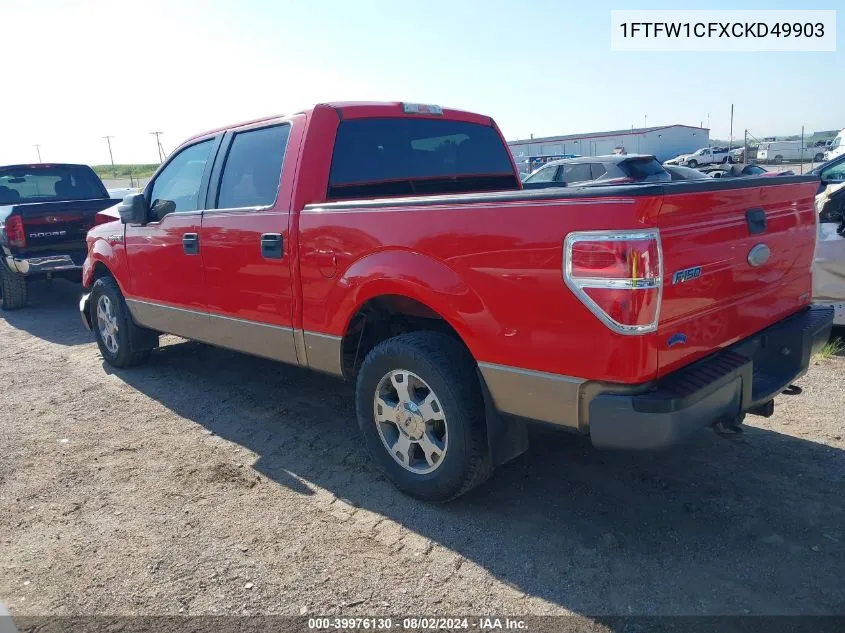 2012 Ford F-150 Xlt VIN: 1FTFW1CFXCKD49903 Lot: 39976130