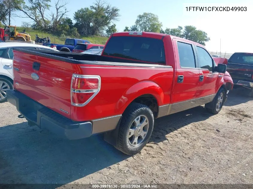 2012 Ford F-150 Xlt VIN: 1FTFW1CFXCKD49903 Lot: 39976130