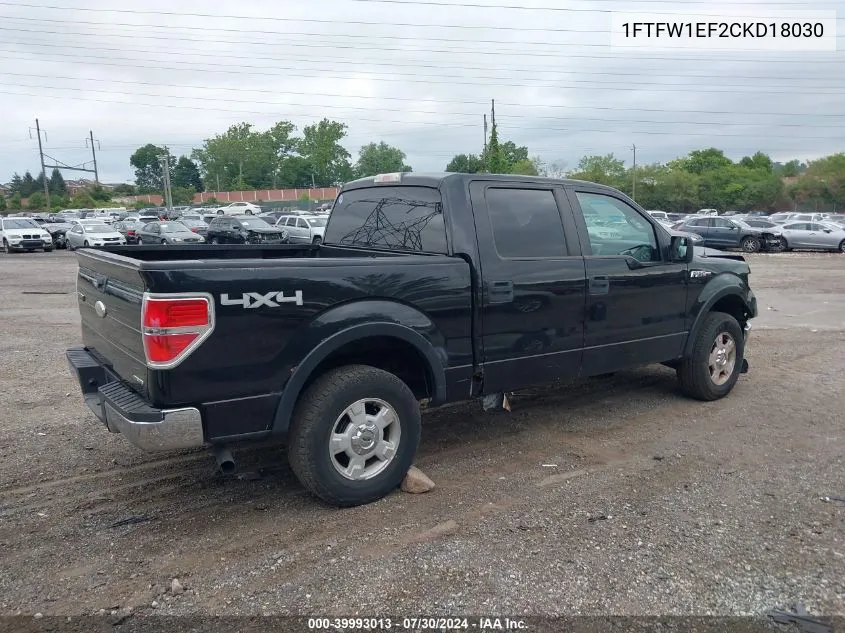 2012 Ford F-150 Xlt VIN: 1FTFW1EF2CKD18030 Lot: 39993013