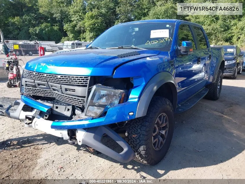 2012 Ford F-150 Svt Raptor VIN: 1FTFW1R64CFA46826 Lot: 40221951