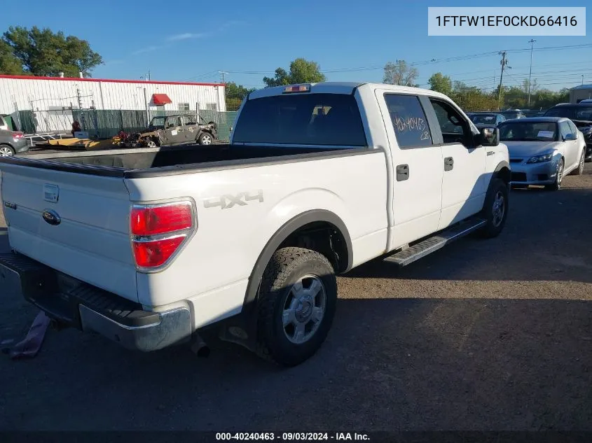 2012 Ford F-150 Xlt VIN: 1FTFW1EF0CKD66416 Lot: 40240463