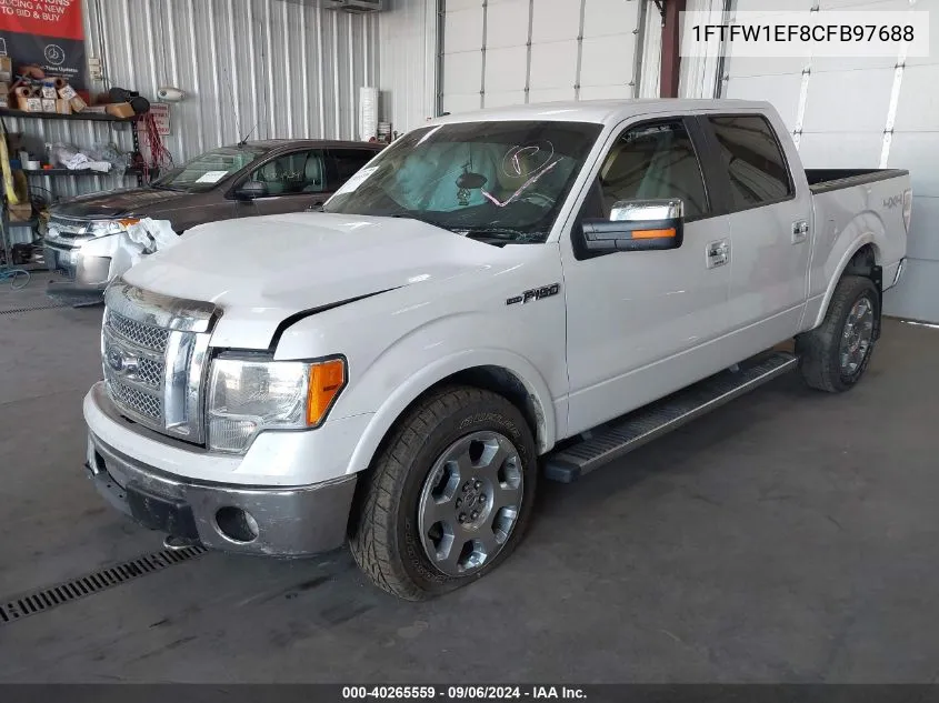 2012 Ford F-150 Lariat VIN: 1FTFW1EF8CFB97688 Lot: 40265559