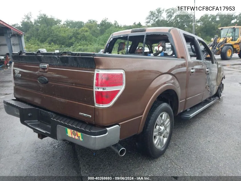 2012 Ford F-150 Lariat VIN: 1FTFW1CF8CFA17953 Lot: 40268693