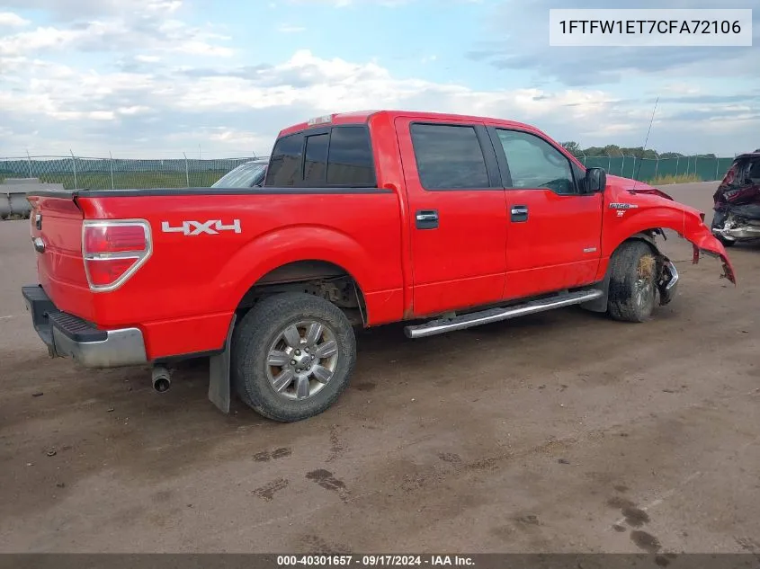 2012 Ford F-150 Supercrew VIN: 1FTFW1ET7CFA72106 Lot: 40301657