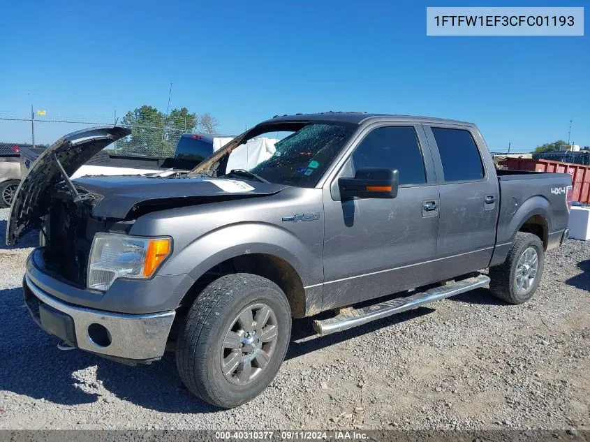 2012 Ford F150 Supercrew VIN: 1FTFW1EF3CFC01193 Lot: 40310377