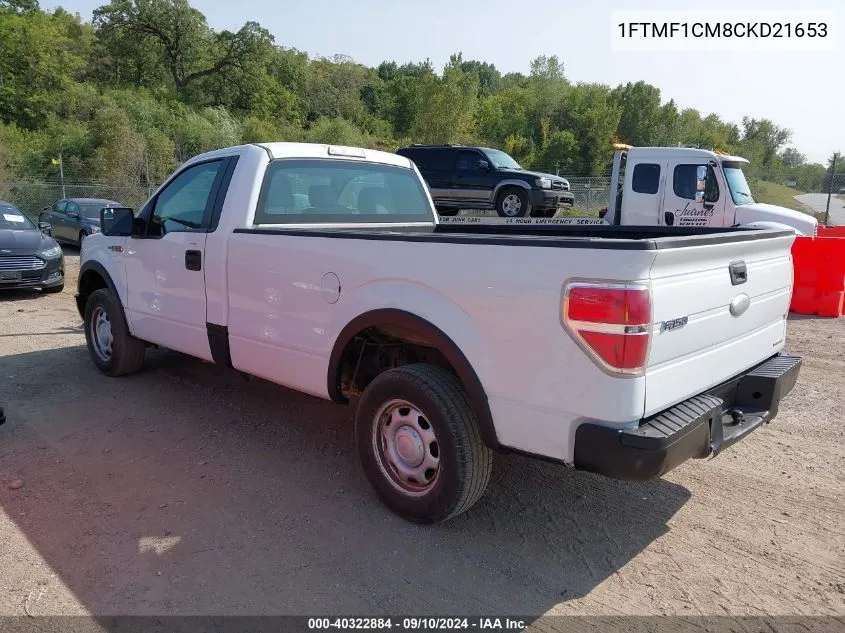 2012 Ford F-150 Xl VIN: 1FTMF1CM8CKD21653 Lot: 40322884