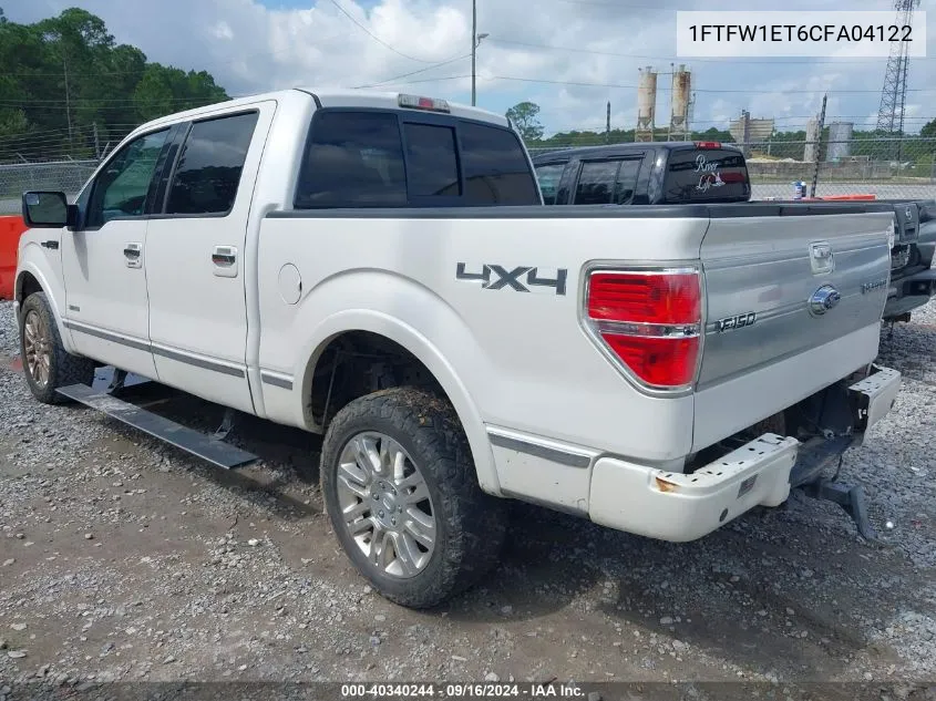 2012 Ford F-150 Platinum VIN: 1FTFW1ET6CFA04122 Lot: 40340244