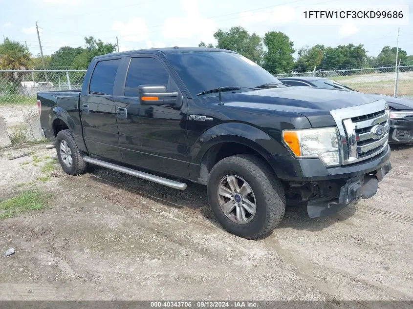 2012 Ford F-150 Xlt VIN: 1FTFW1CF3CKD99686 Lot: 40343705