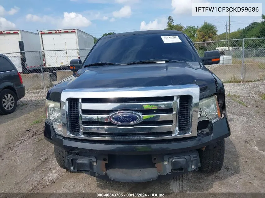 2012 Ford F-150 Xlt VIN: 1FTFW1CF3CKD99686 Lot: 40343705