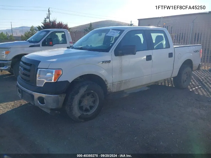 2012 Ford F-150 Xl VIN: 1FTFW1EF8CFA45250 Lot: 40350275