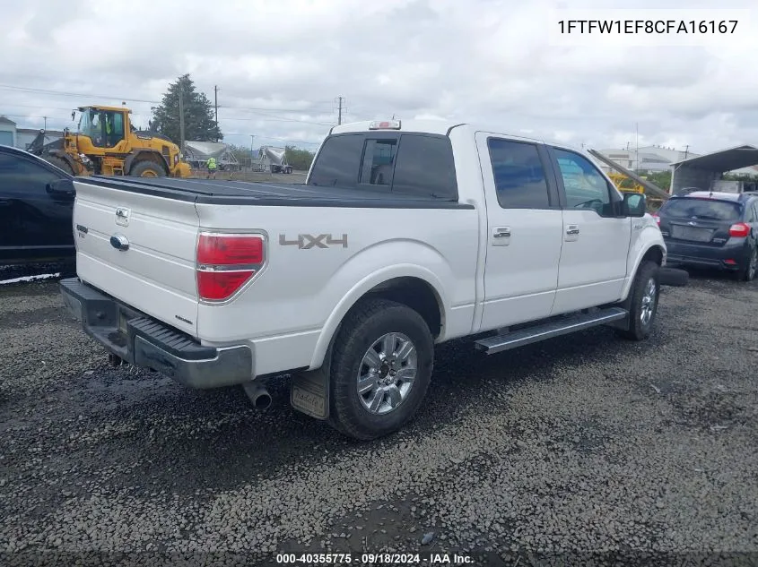 2012 Ford F-150 Lariat VIN: 1FTFW1EF8CFA16167 Lot: 40355775