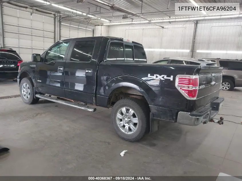 2012 Ford F150 Supercrew VIN: 1FTFW1ET6CFA96204 Lot: 40368367