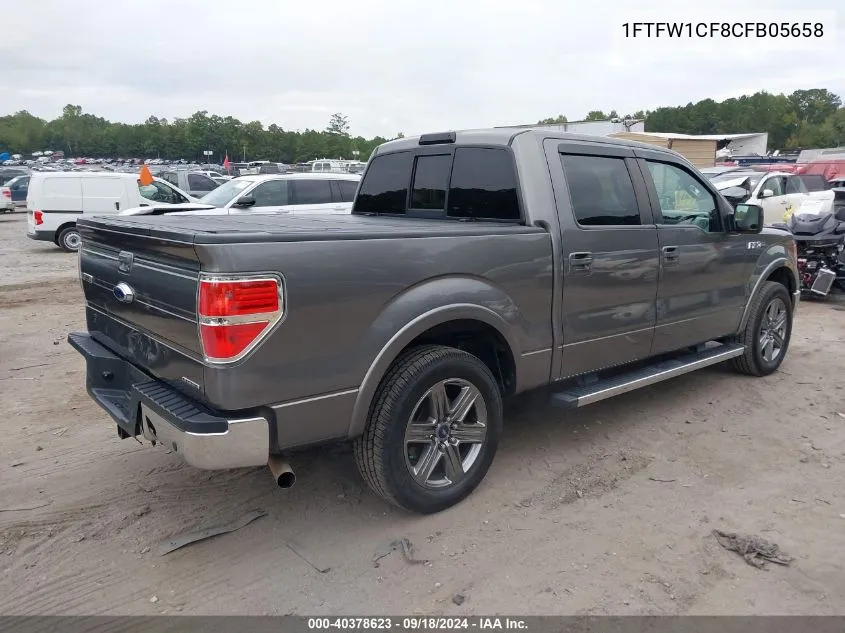 2012 Ford F150 Supercrew VIN: 1FTFW1CF8CFB05658 Lot: 40378623