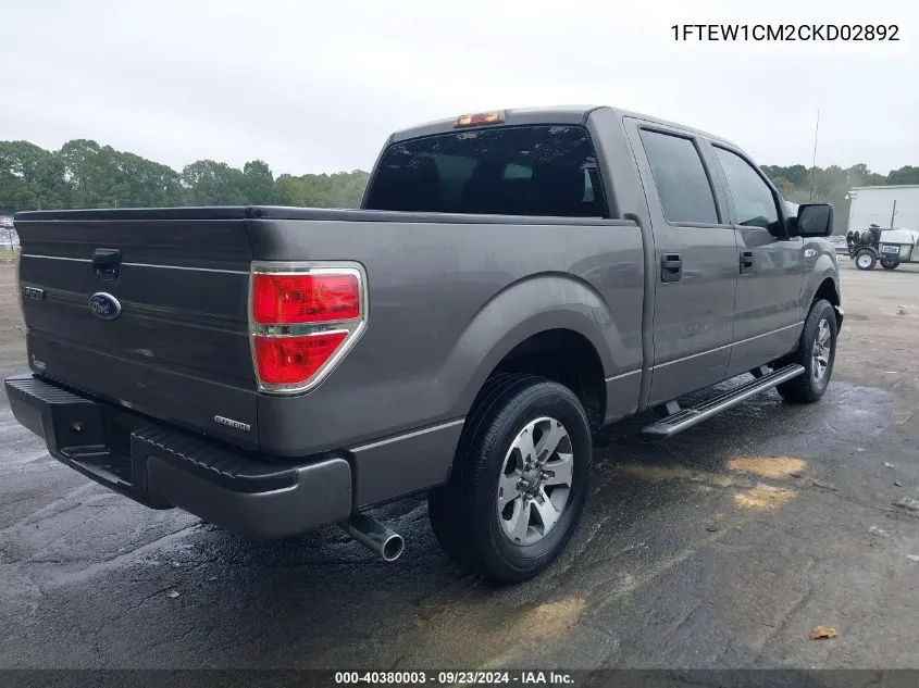 2012 Ford F-150 Xlt VIN: 1FTEW1CM2CKD02892 Lot: 40380003