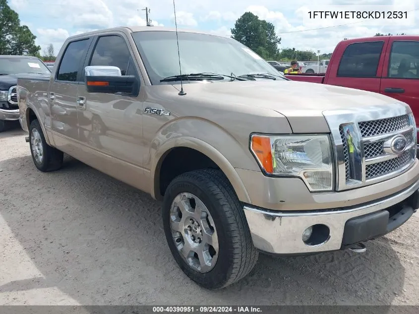 2012 Ford F-150 Lariat VIN: 1FTFW1ET8CKD12531 Lot: 40390951