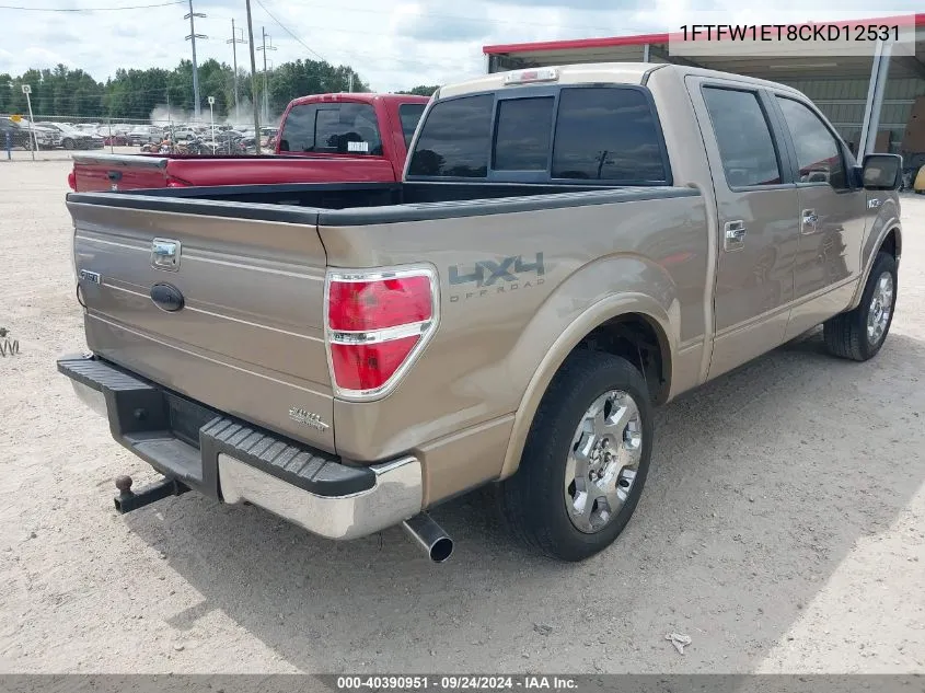 1FTFW1ET8CKD12531 2012 Ford F-150 Lariat