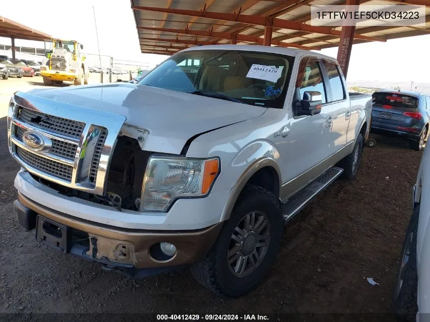 2012 Ford F150 Supercrew VIN: 1FTFW1EF5CKD34223 Lot: 40412429